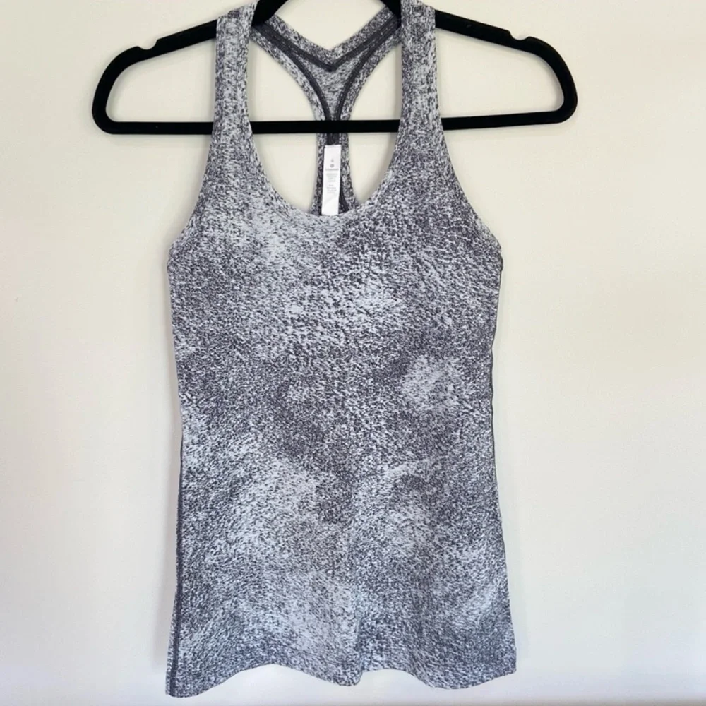 Lululemon Cool Racerback II Tank Jacquard white black Size 6 W1ACGS